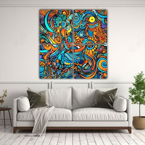 Pinturas Decorativas Con Patrón Zentangle 160x160 Cm-2