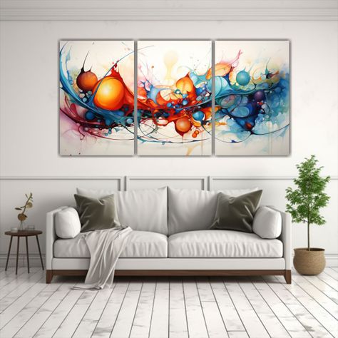 Set 3 Lienzos Vanguardia Oficina Pintura 150x75 Cm-2