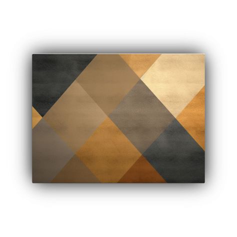 Pintura De Pared Geométrica En Oro Y Beige Para Decoración 120x80cm-0