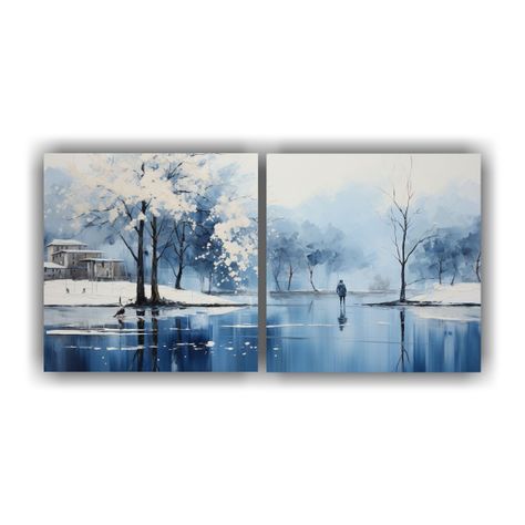 Cuadro Para Comedor De Árboles En Plata Y Blanco 40x20 Cm-0