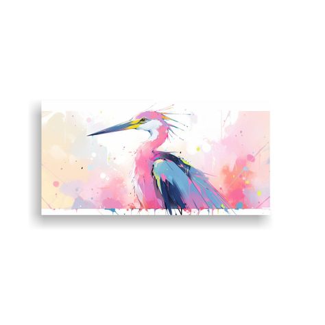 Pintura Decorativa De Un Garza En Colores Arcoíri 100x50cm-0
