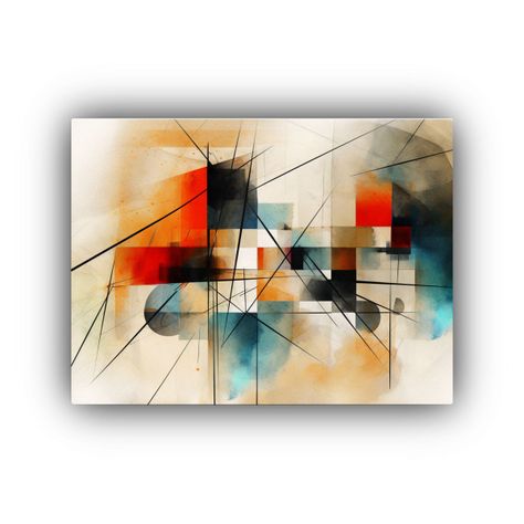 Cuadros Decorativos Abstractos Geométricos Con Líneas Y Ma 75x50cm-0