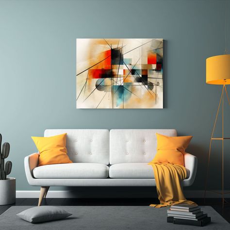 Cuadros Decorativos Abstractos Geométricos Con Líneas Y Ma 75x50cm-2
