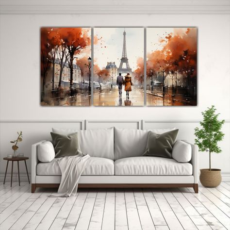 Pareja Joven Caminando Frente A La Torre Eiffel 180x90 Cm-2