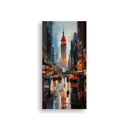 Cuadro Acuarela: Impacto Visual En Una Calle 40x80cm-0