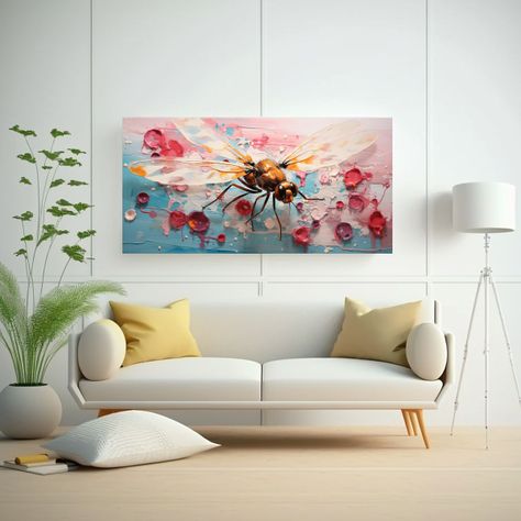 Cuadro Acuarela Temática Fly En Alabastro Y Cerez 100x50cm-2