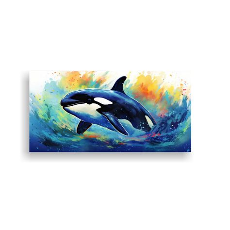 Cuadro Orca En Colores Azul Marino Y Blanco Leche  60x30cm-0
