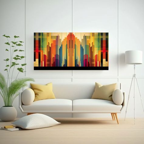 Pintura Decorativa Vintage Con Patrón Gráfico 140x70cm-2