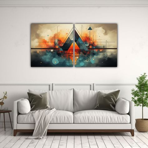 Set 2 Pinturas Decorativas Abstractas De Ambiente 160x80 Cm-2