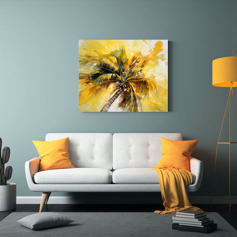 Cuadro Abstracto Enigmático De Palmera Y Colores 50x40cm-2