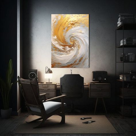 Pintura Mural Patrón Intenso Thanh Binh Oro Swirl Acrylic E 50x65cm-2