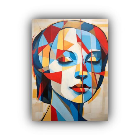 Cuadro Geométrico Amarillo, Rojo Y Azul Para Dormitorio 40x60cm-0