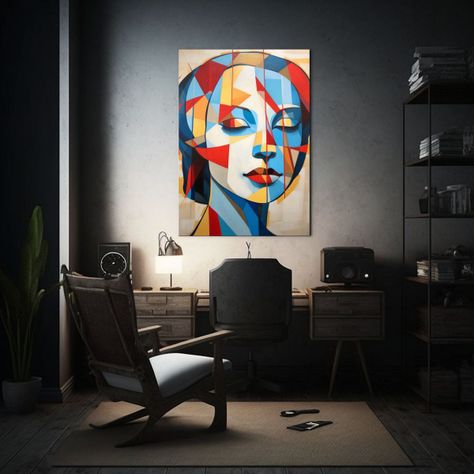 Cuadro Geométrico Amarillo, Rojo Y Azul Para Dormitorio 40x60cm-2