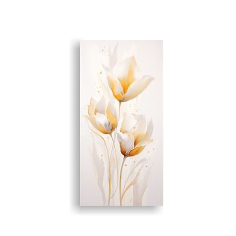 Pintura Acuarela Moderna De Tulipanes En Colores 20x40 Cm-0
