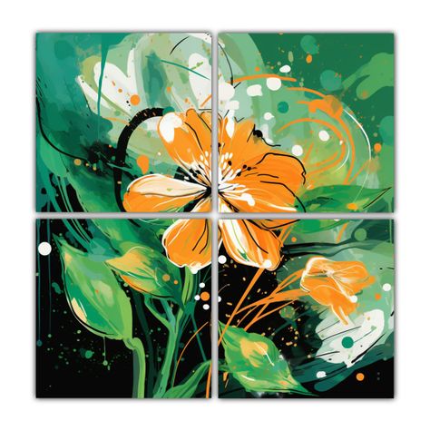 Cuatro Cuadros Tela Sublimada Elegancia En 120x120 Cm-0