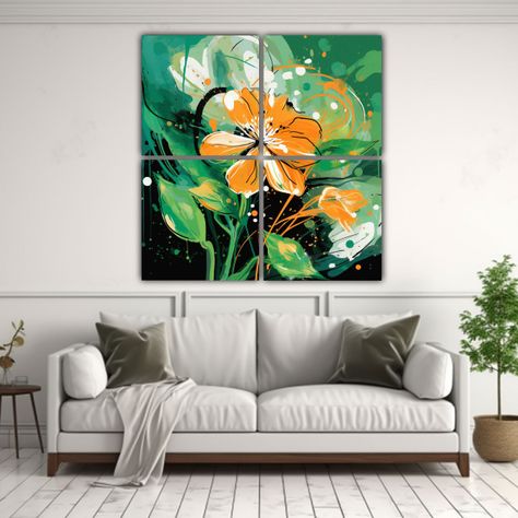 Cuatro Cuadros Tela Sublimada Elegancia En 120x120 Cm-2