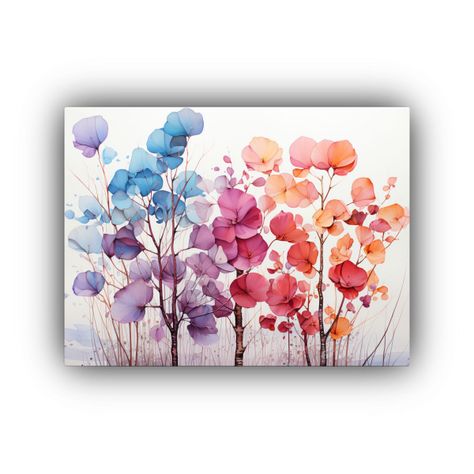 Pintura De árbol De álamo En Acuarelas Para Decoración De 90x60cm-0