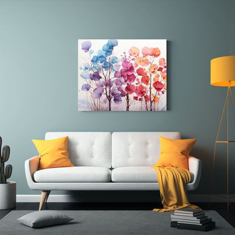 Pintura De árbol De álamo En Acuarelas Para Decoración De 90x60cm-2