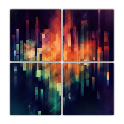 Cuadro Abstracto Generativo De Gobierno En 4 Telas 120x120 Cm-0