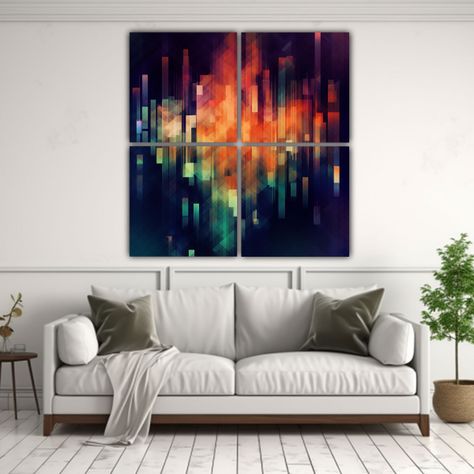 Cuadro Abstracto Generativo De Gobierno En 4 Telas 120x120 Cm-2