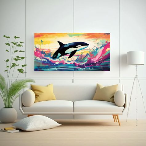 Cuadro Orca En Colores Tintados Y Soleados Neo 140x70cm-2