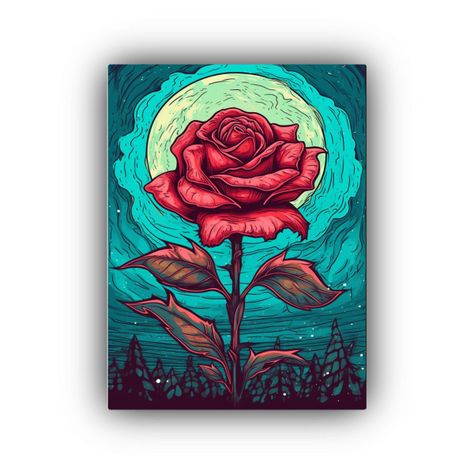 Pintura Decorativa De Rosa Abstracta Surrealista 50x65cm-0
