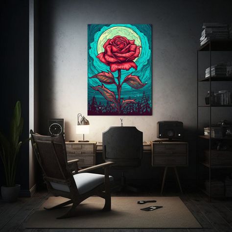 Pintura Decorativa De Rosa Abstracta Surrealista 50x65cm-2