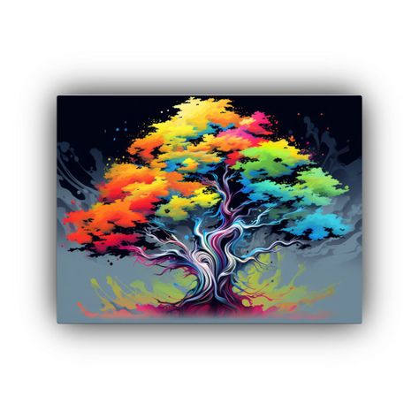 Pintura De Un árbol De Enebro En Colores Del Arco 75x50cm-0