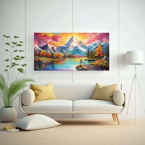 Pintura De Decoración De Arte Fino Tema De Monta 100x50cm-2