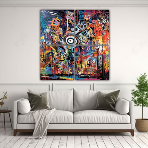 Cuatro Artes De Pared Inspiración Para Sala: 200x200 Cm-2