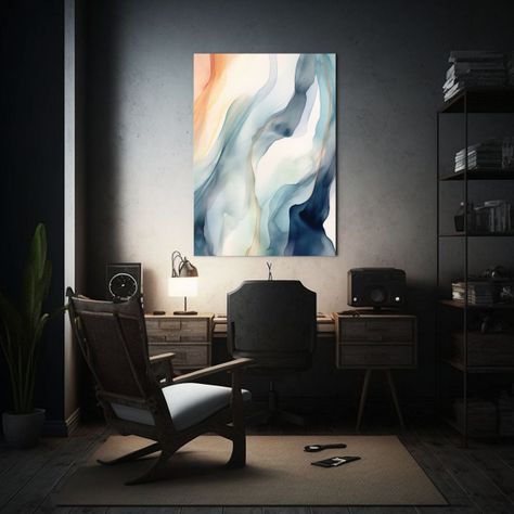 Pintura Acuarela Calmante, Cuadro Ambiente Zen, 80x120cm-2