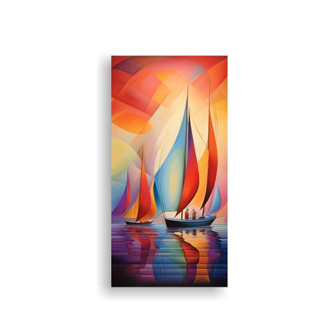 Pinturas Abstractas De Barcos En Poderoso Dibujo 40x80cm-0