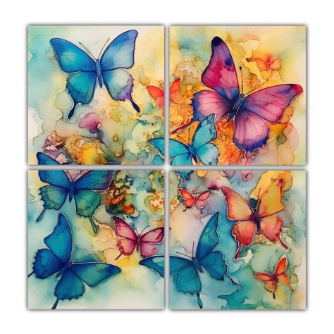 Cuadro Decorativo Impactante Mariposas En Tinta 60x60 Cm-0