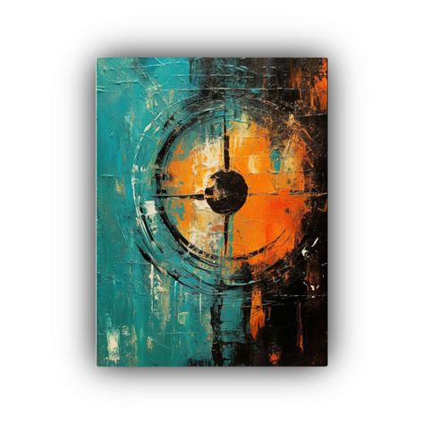 Cuadro Abstracto Para Sala En óleo Oscuro Con Artefactos Ab 50x65cm-0