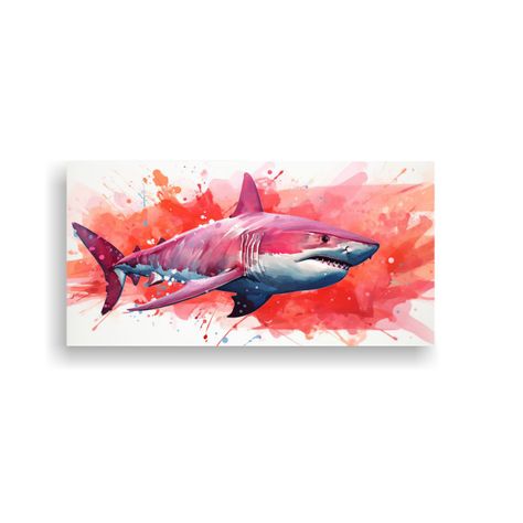 Pintura De Pared De Tiburón Toro En Colores 80x40cm-0