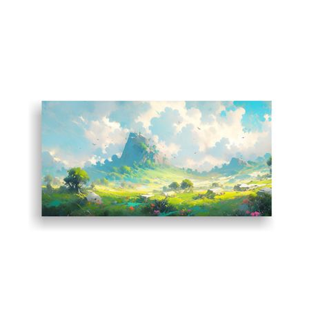 Cuadro Abstracto Paisaje Verde Para Decoración De 60x30cm-0