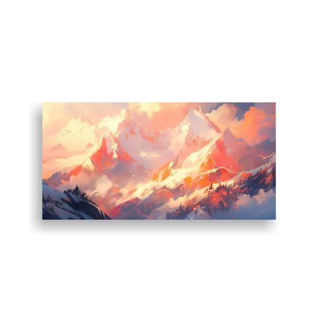 Cuadro Abstracto De Montañas Nevadas Con Colores  160x80cm-0