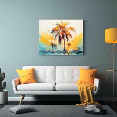 Cuadro Abstracto Acuarela Alegría Palmera 75x50cm-2