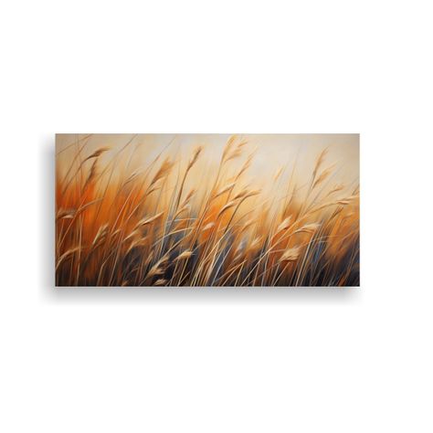 Pintura Abstracta De Cañas De Juncos En Estilo 100x50cm-0