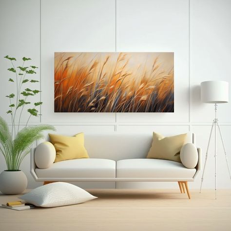 Pintura Abstracta De Cañas De Juncos En Estilo 100x50cm-2