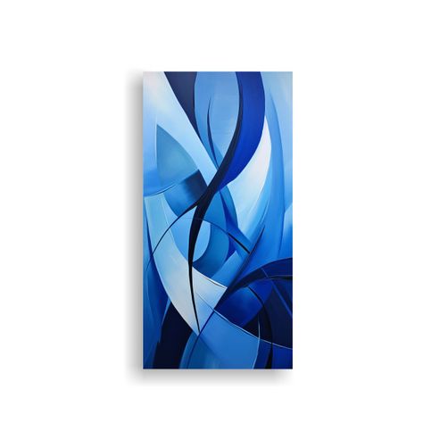 Pintura Decorativa En Bastidor Azul Con Detalles I 50x100cm-0
