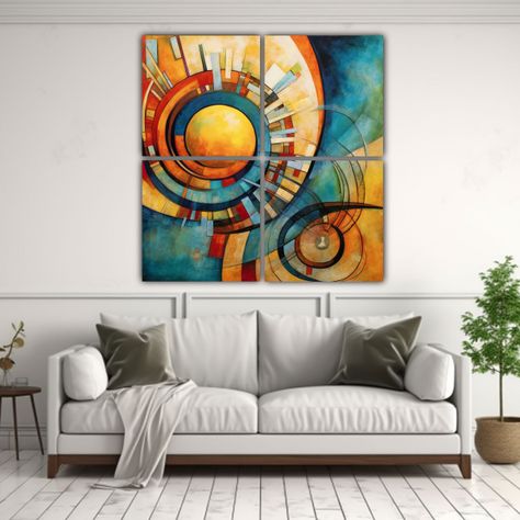 Pinturas Abstractas Majestuosas De 4 Lienzos 180x180 Cm-2