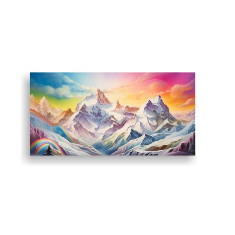 Pintura Abstracta De Montañas Nevadas Con Colores 60x30cm-0