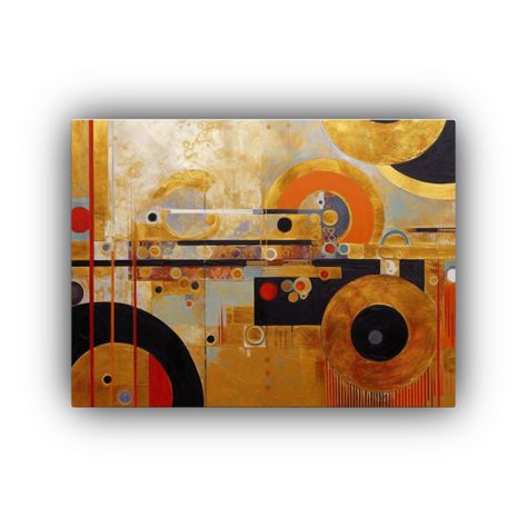 Cuadro Venta: Esquema De Trazos Audaces Con Lámina De Oro P 90x60cm-0