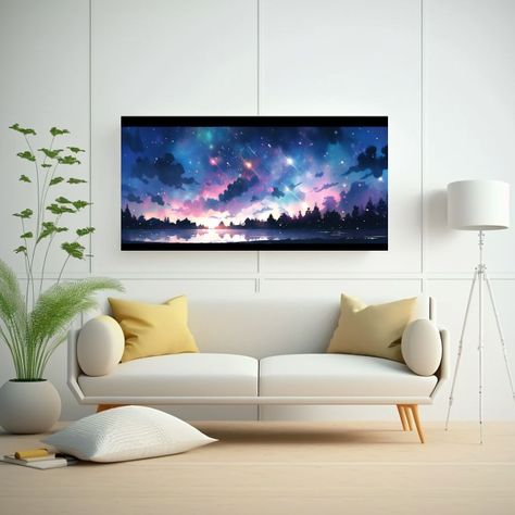 Impresión Arte Pared Nocturno Acuarelas 140x70cm-2