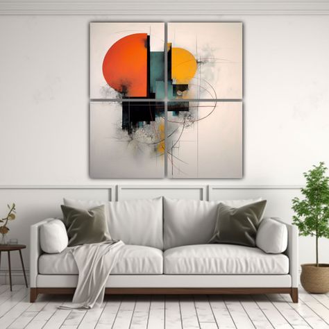 Cuatro Lienzos Abstractos Minimalistas Simbiosis 60x60 Cm-2