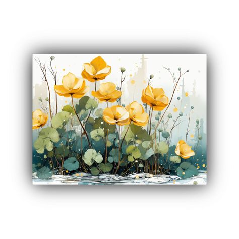Cuadro Moderno De álamo Temblón En Colores Amarillo Y Verd 40x30cm-0