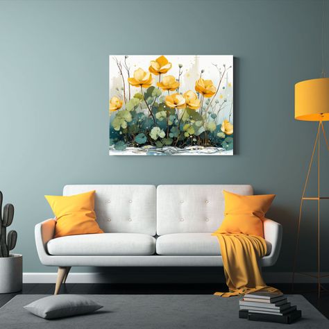 Cuadro Moderno De álamo Temblón En Colores Amarillo Y Verd 40x30cm-2