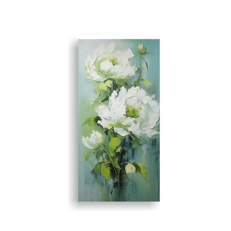 Pintura En Lienzo Estilo Decorativo De Peonías 20x40cm-0