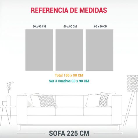 Set 3 Artes Tema Efecto Visual Estilo Puntillismo 180x90 Cm-1